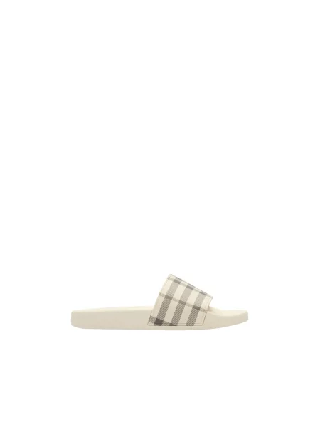 Klapki Burberry w kratę beżowe