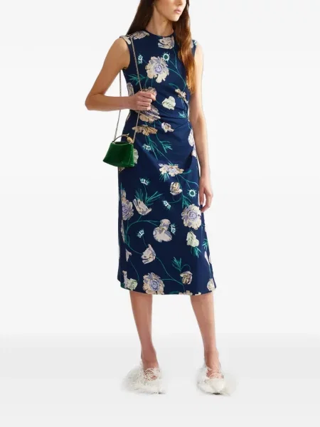 Rochie midi Erdem cu model floral cu imagine albastru