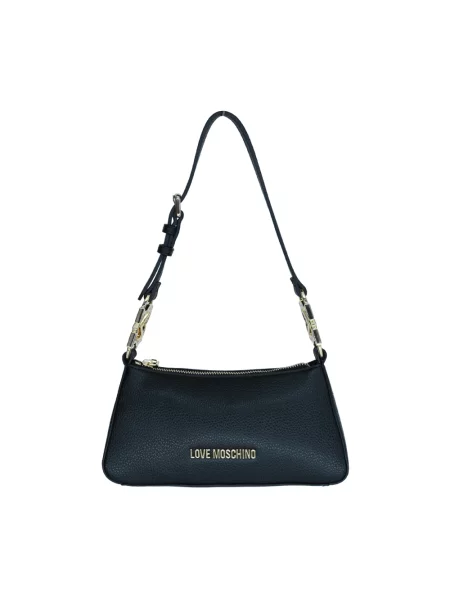 Shopperka Love Moschino z logo ze sztucznego futra czarna