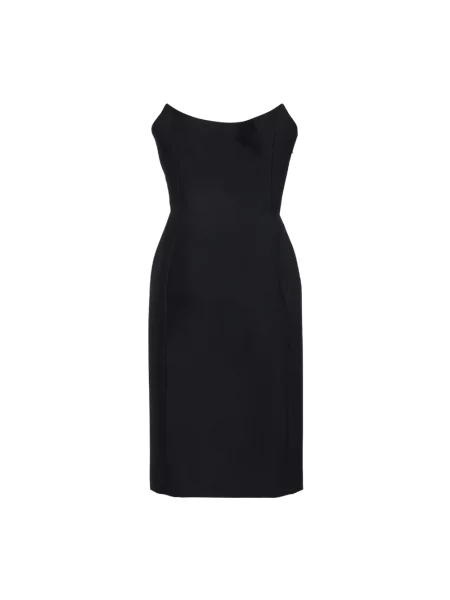 Lniana sukienka midi Balenciaga czarna