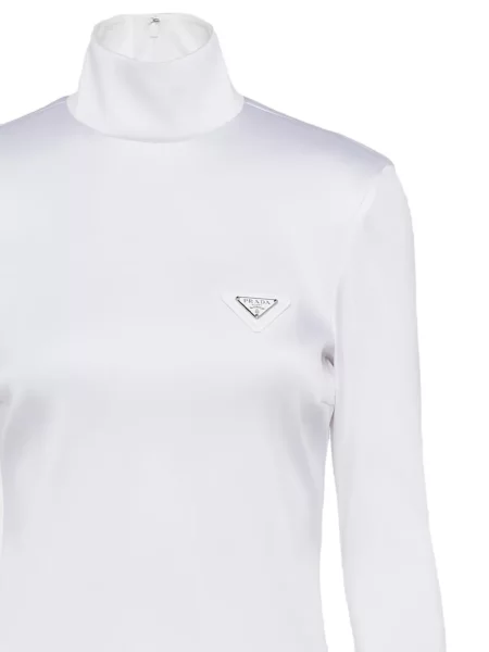 Satynowy top Prada z logo biały