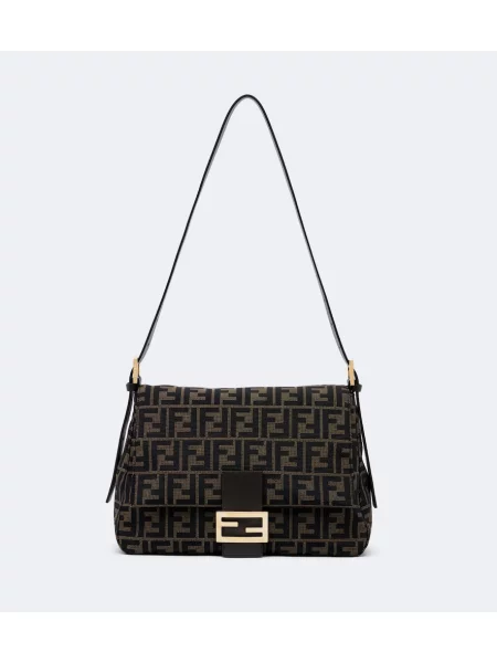 Geantă tip baghetă Fendi din canvas maro