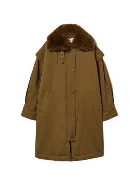 Gulerat geacă parka Twinset cu blană verde