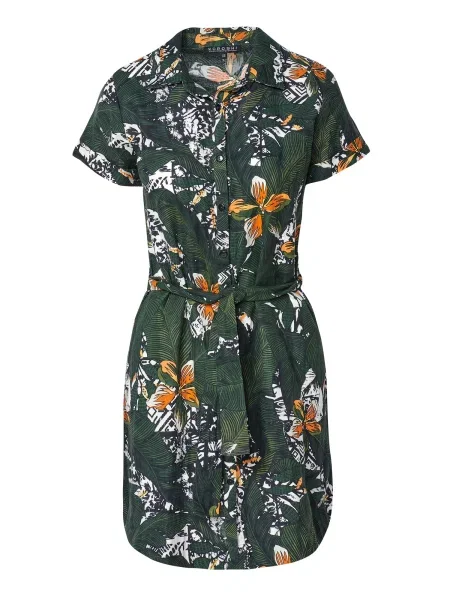 KOROSHI Rochie tip bluză galben citron / oliv / negru alb