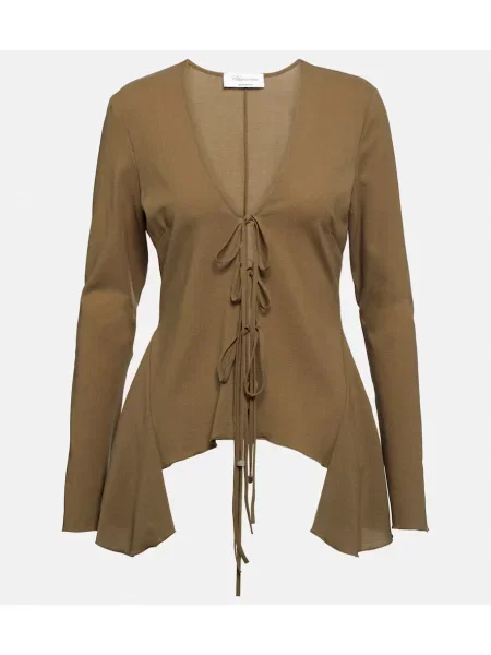 Bluză Blumarine de lână cu volane verde