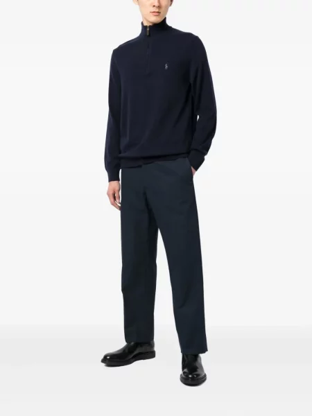 Șosete Polo Ralph Lauren cu broderie în carouri plisate albastru