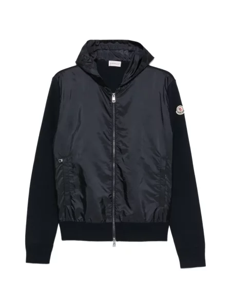 Džemperis su gobtuvu Moncler su autografu mėlyna
