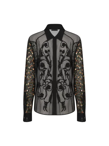 Koszula Dries Van Noten z koralikami czarna