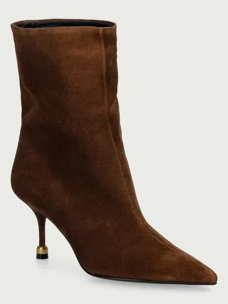 Vanda Novak botine pentru femei din piele întoarsă Elena Cozy Brown maro