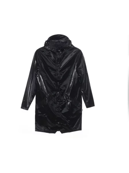 Lung geacă Rains cu glugă negru