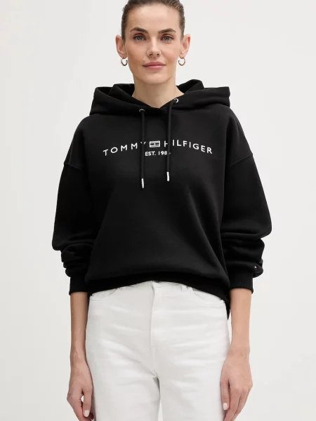 Tommy Hilfiger hanorac cu glugă feminin cu negru