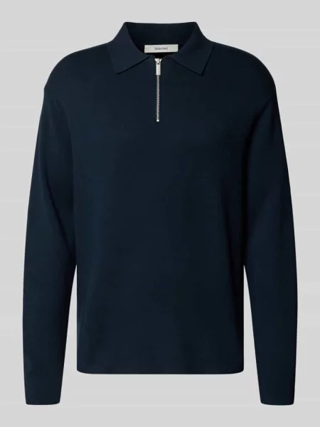 Sweter o kroju relaxed fit z mieszanki model ‘TELLER’ Selected Homme niebieski