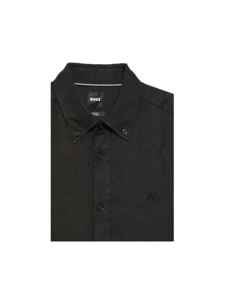 Koszula casualowa o kroju regular fit z czystego lnu model LIAM' Boss czarna