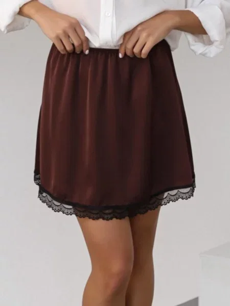 Сатинова Спідниця міні Lilove коричневий