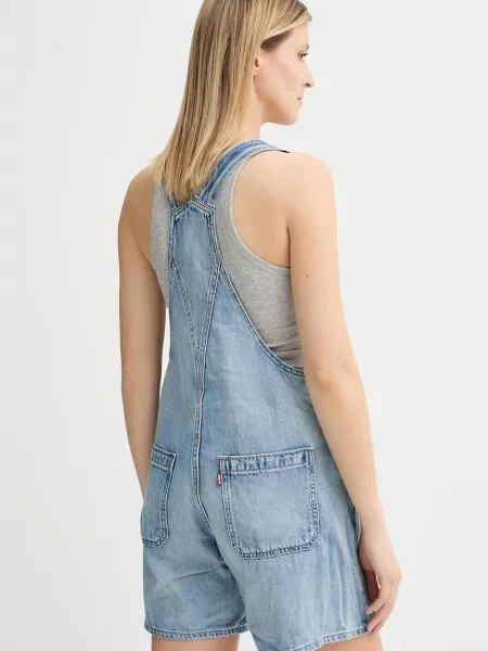 Levi's ogrodniczki jeansowe UTILITY SHORTALL niebieski