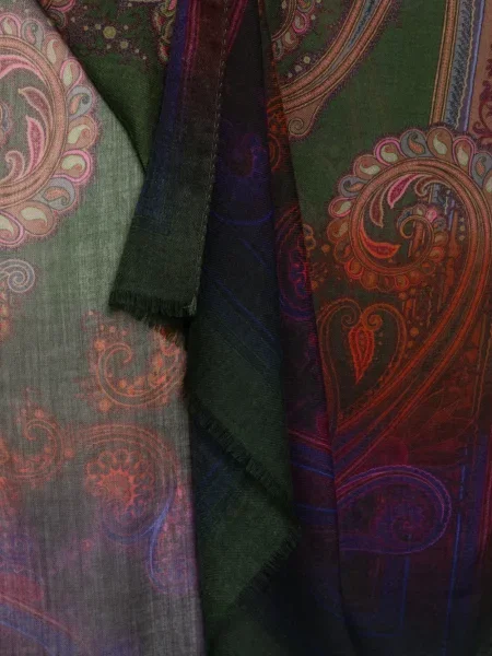 Fular Etro cu imagine cu model paisley verde