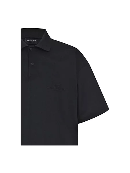Lniana koszulka polo Balenciaga czarna
