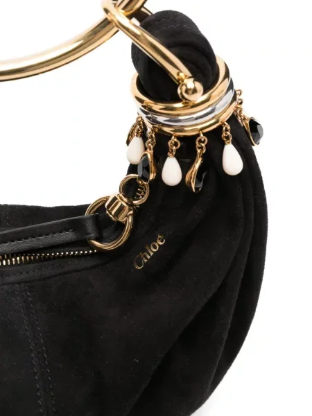 Mini brăţară Chloé din piele de căprioară mini negru