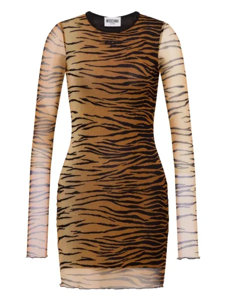 Mała mały sukienka jeansowa Moschino Jeans garniturowa brązowa