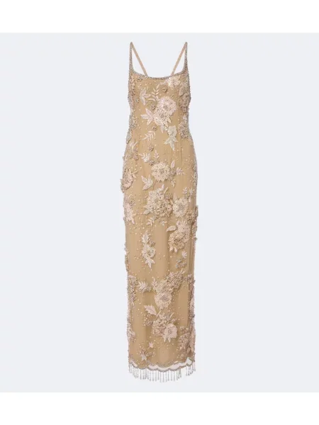Rochie Georges Hobeika din tul cu spatele deschis bej