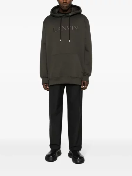Hanorac cu glugă Lanvin cu broderie verde