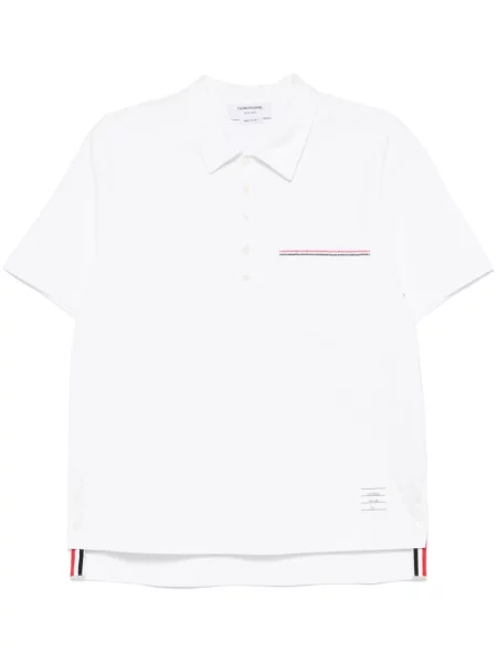 Polo Thom Browne din jerseu alb