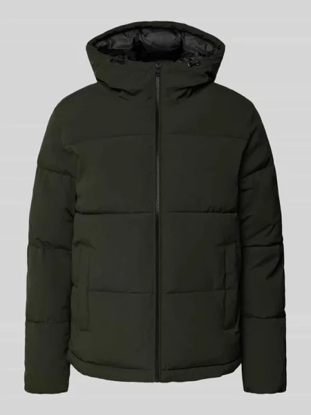 Kurtka pikowana z kapturem model GALAXY' Jack & Jones oliwkowa