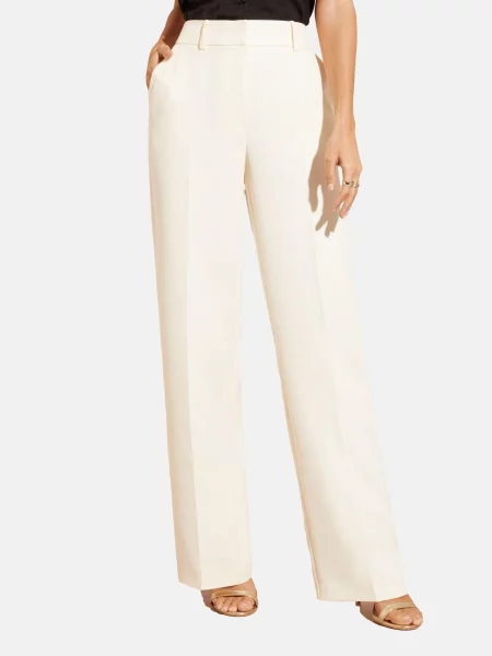 Love & roses Pantaloni cu dungă deschis bej