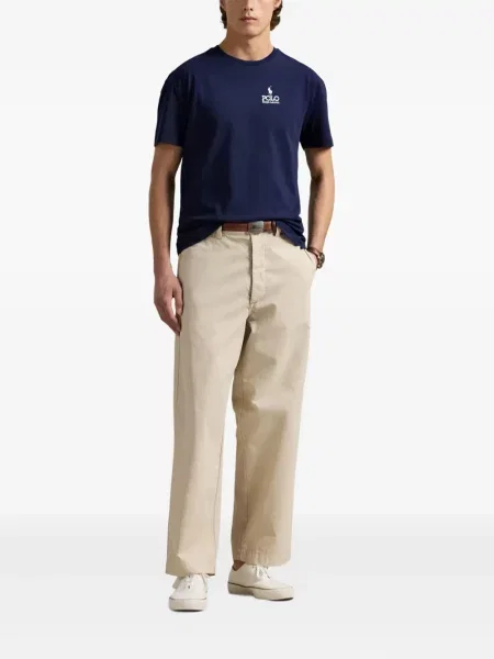 Satynowa koszula Polo Ralph Lauren w paski z nadrukiem brązowa