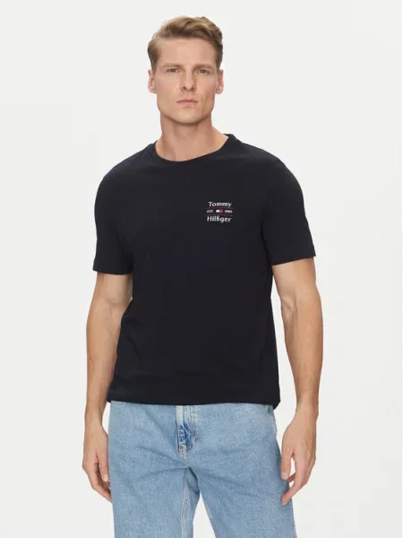 Tommy Hilfiger Tričko Stack Tmavomodrá
