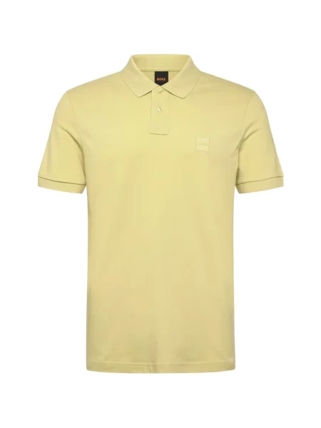 Tricou polo Boss stretch cu autograf galben