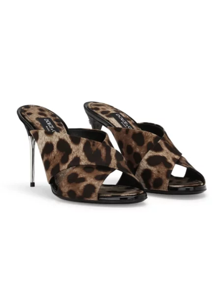 Klapki mules Dolce And Gabbana z nadrukiem w panterkę