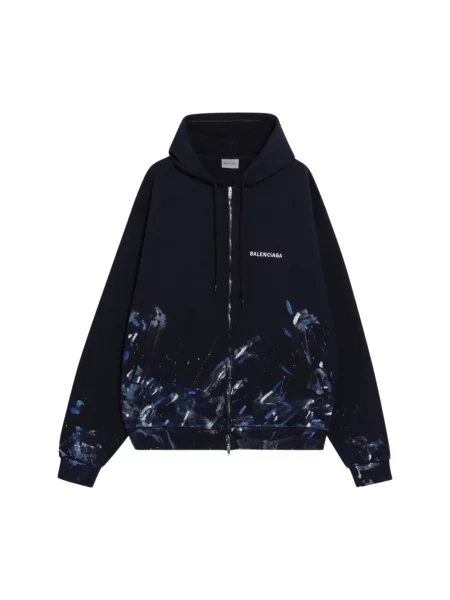 Bluza z kapturem Balenciaga z kapturem z nadrukiem niebieska