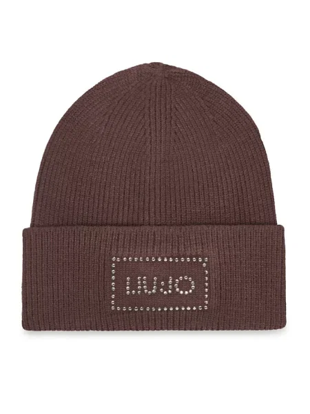Liu Jo czapka beanie z dodatkiem wełny brązowa