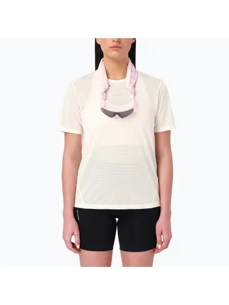 Tricou de alergare pentru femei Salomon Shakeout Core GFX SS Tee whisper white/pink frosting alb