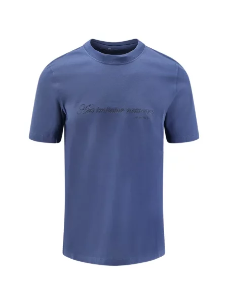 Tricou Brunello Cucinelli cu broderie cu decolteu rotund albastru