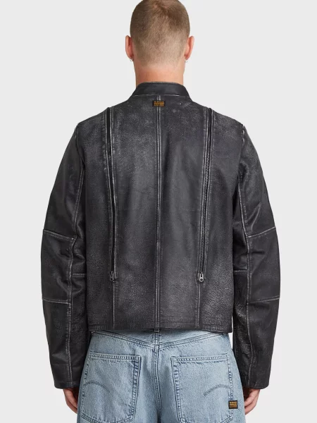 Шкіряна куртка G-star Raw сіра