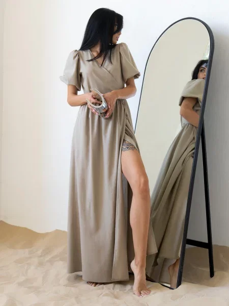 Jadone Fashion Сукня максі Ameliya_bej Льон бежевий