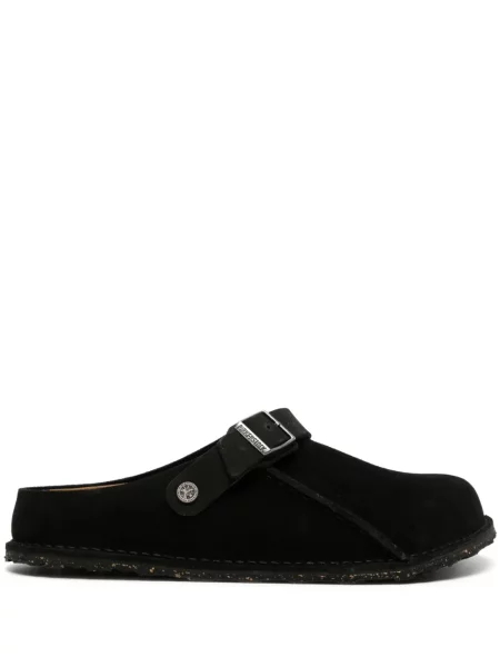 Papuci de casă Birkenstock din piele de căprioară negru