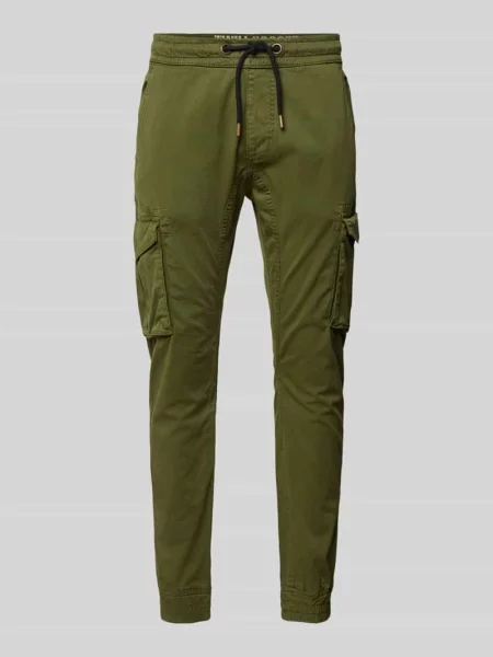 Joggery Alpha Industries z twillu z logo zwężane oliwkowe