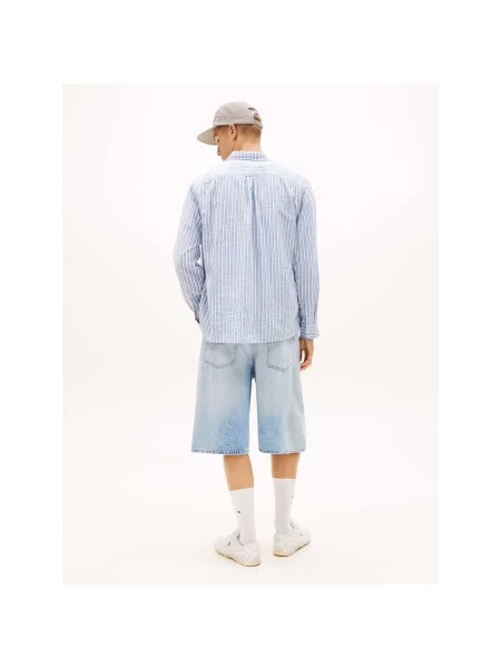 Tommy Jeans Košeľa svetlomodrá / hnedá / biela modrá