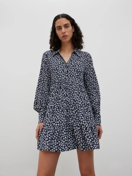 EDITED Rochie tip bluză Camella / albastru alb