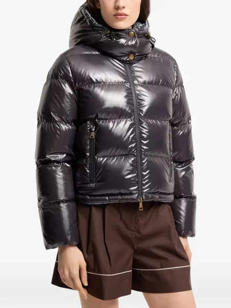 Geacă Moncler cu glugă gri