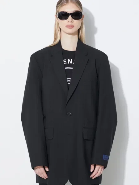 Kenzo geaca de lana Solid Kimono Blazer un singur rand de neted negru