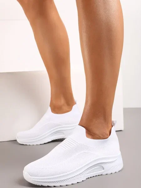 Pantofi Sport Albi Casual Talpă Groasă Perforată Fiovena alb