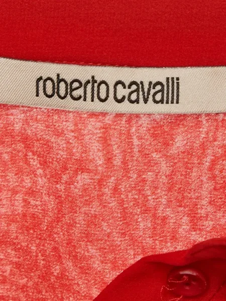 Cămașă Roberto Cavalli cu volane lungă roșu