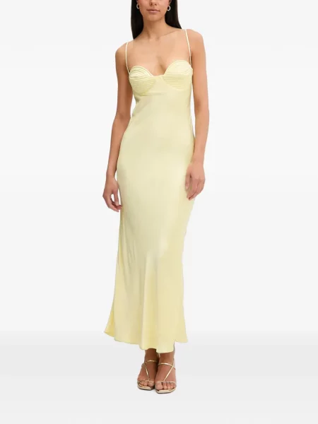 Matlasat rochie maxi Bardot galben