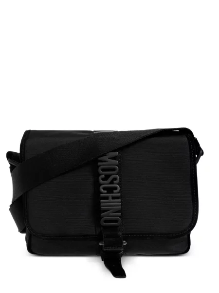Geantă crossbody Moschino cu autograf negru