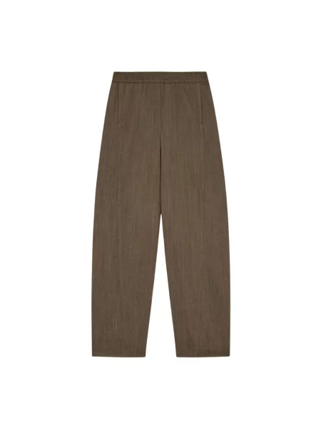 Spodnie cargo Ganni wełniane w kolorze melanż brązowe