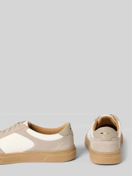 Sneakersy o niskim kroju z naturalnej skóry bydlęcej model Kieran_Tenn_sdnyn' Boss beżowe